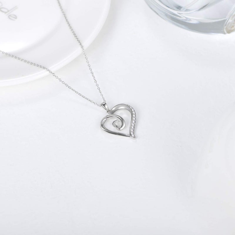 SISGEM Natural Diamond Heart Pendant Necklaces for Women Sterling Silver, Fine Jewelry for Wife, Love Gifts for Her (0.15ct) 16"-18" - Image 5